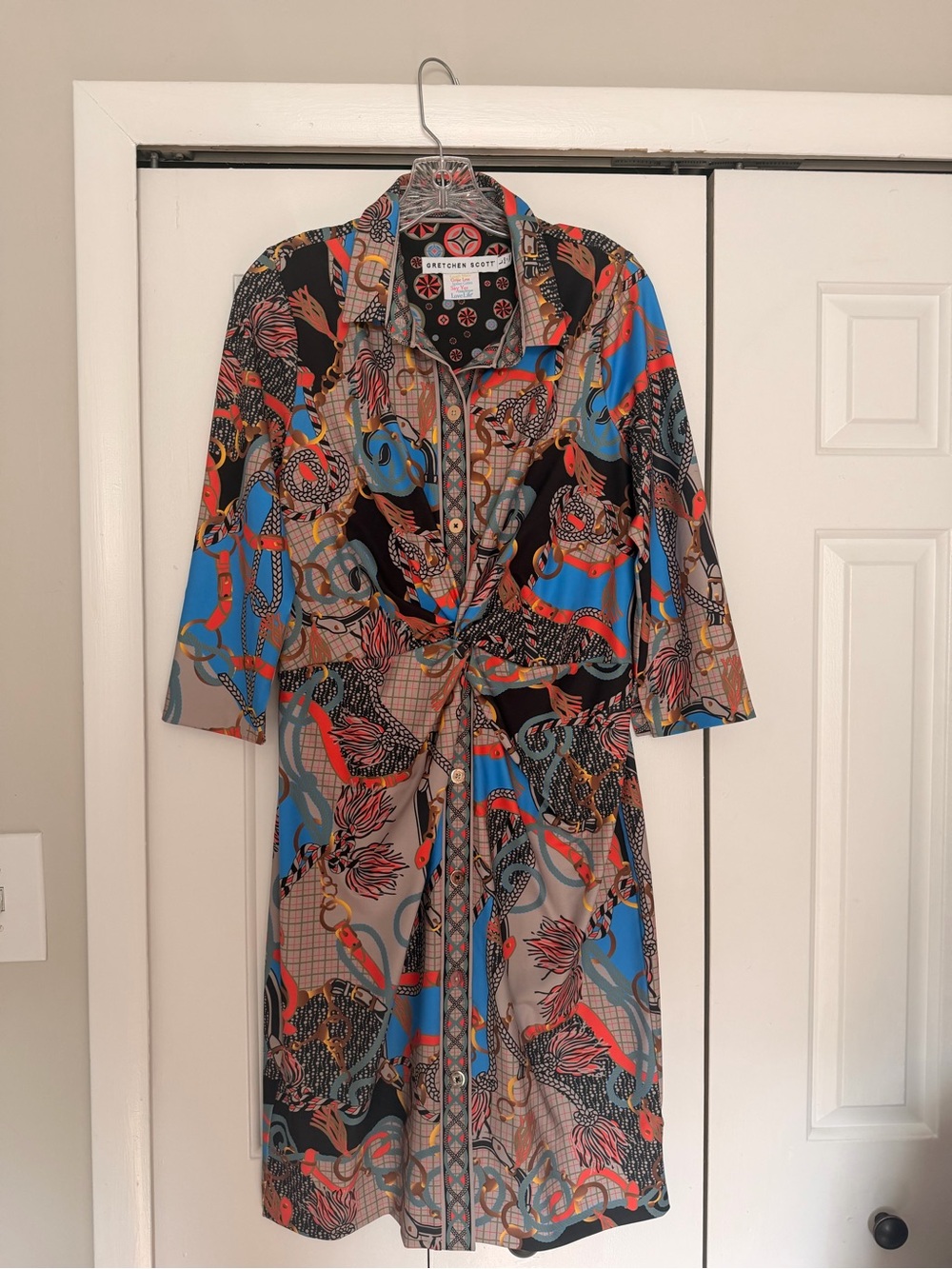 Gretchen Scott Designs Multicolor Knot-Front Shirt Dress